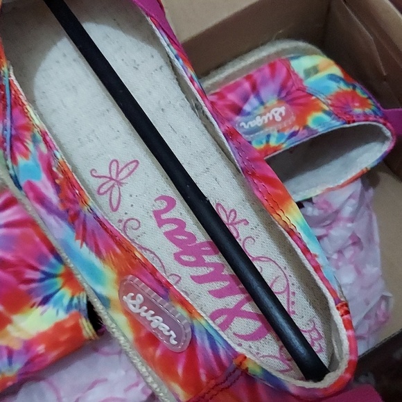 Sugar Womens Evermore Denim Flats Espadrilles Pink 9 Medium (B M) - Picture 6 of 7